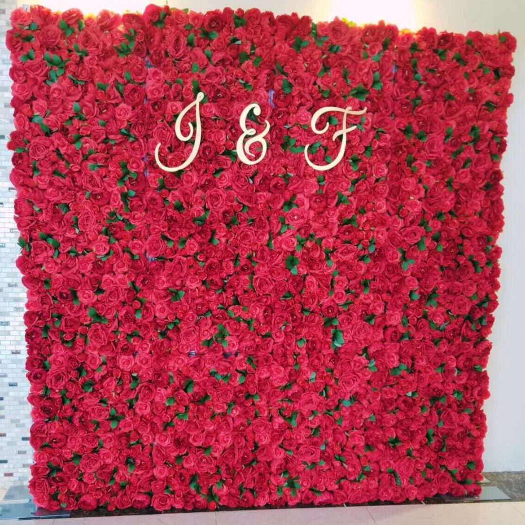 Pink Blush Flower Wall Rental Marquee Lights Rental